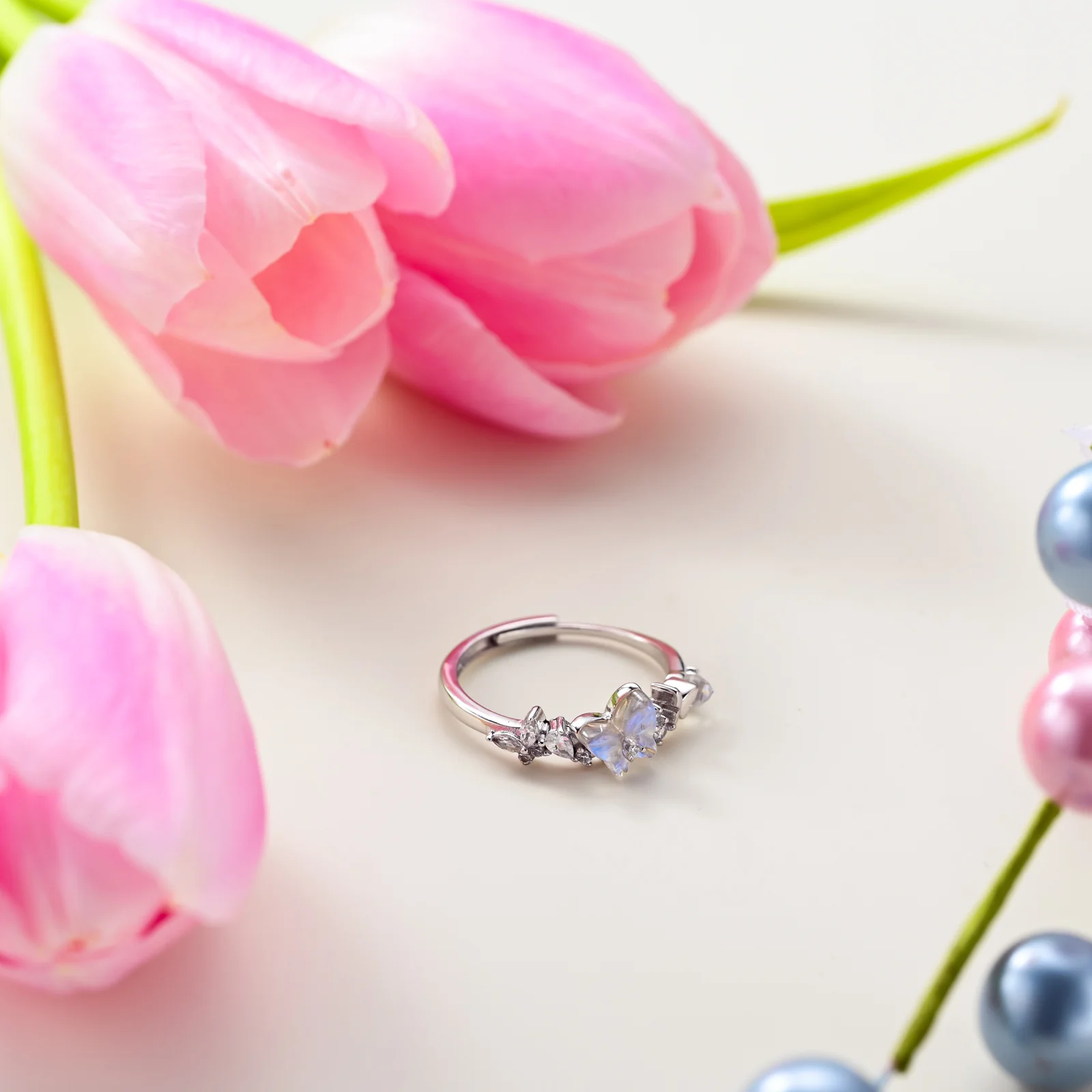 Elegant Butterfly Gemstone Ring