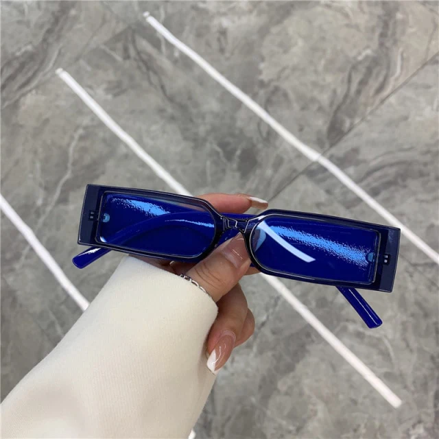 Chic Rectangular White Frame Sunglasses