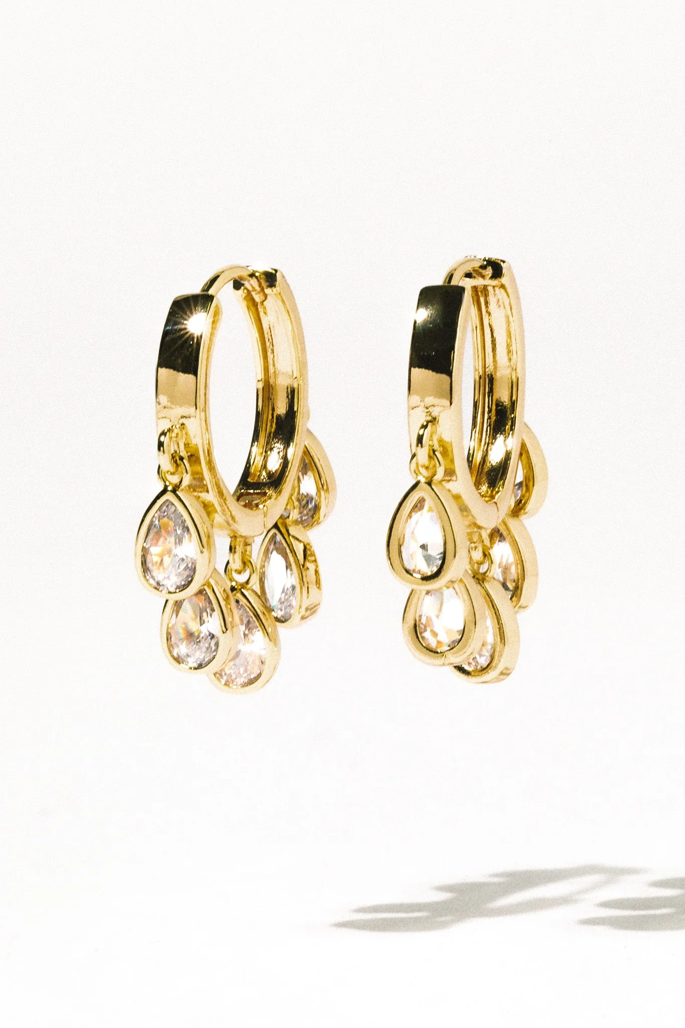 Elegant Teardrop Charm Hoop Earrings