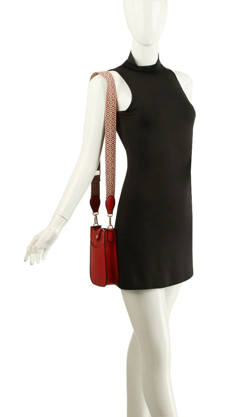 Elegant Red Faux Leather Crossbody Bag