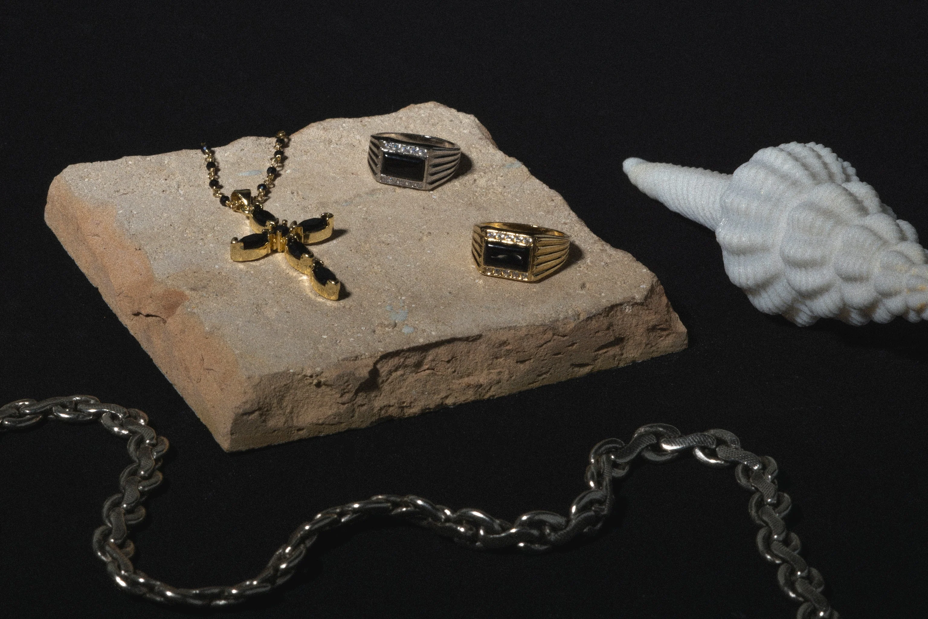 Elegant Black Beaded Cross Necklace