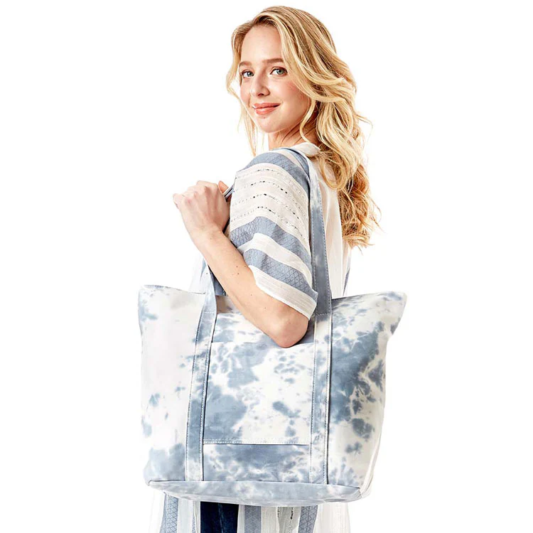 Stylish Blue Tie-Dye Tote Bag