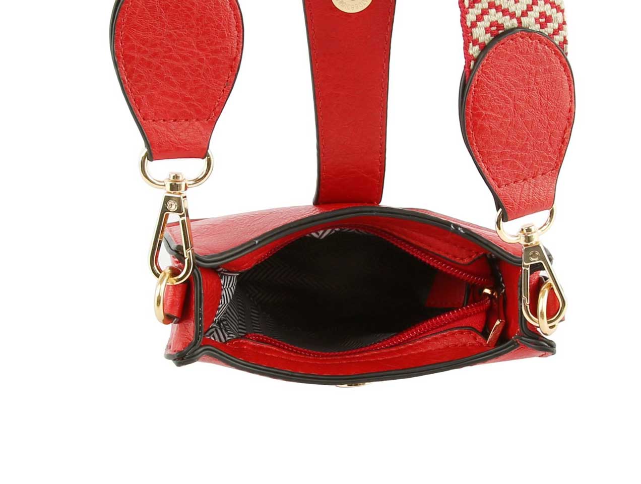 Elegant Red Faux Leather Crossbody Bag