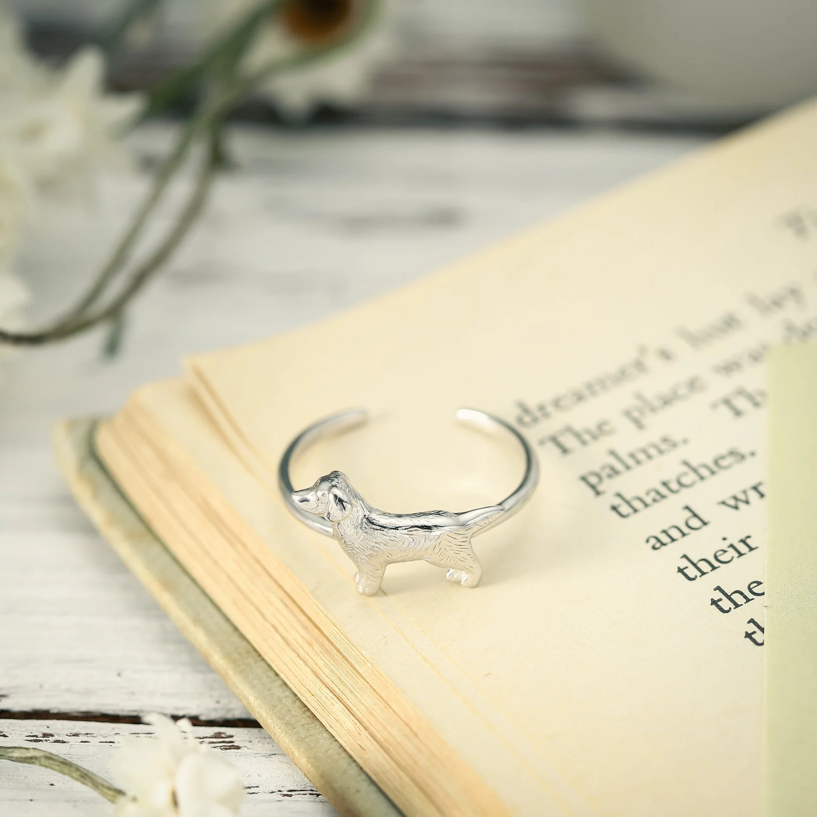 Charming Dog Design Adjustable Ring