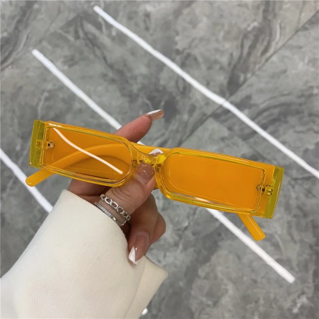 Chic Rectangular White Frame Sunglasses