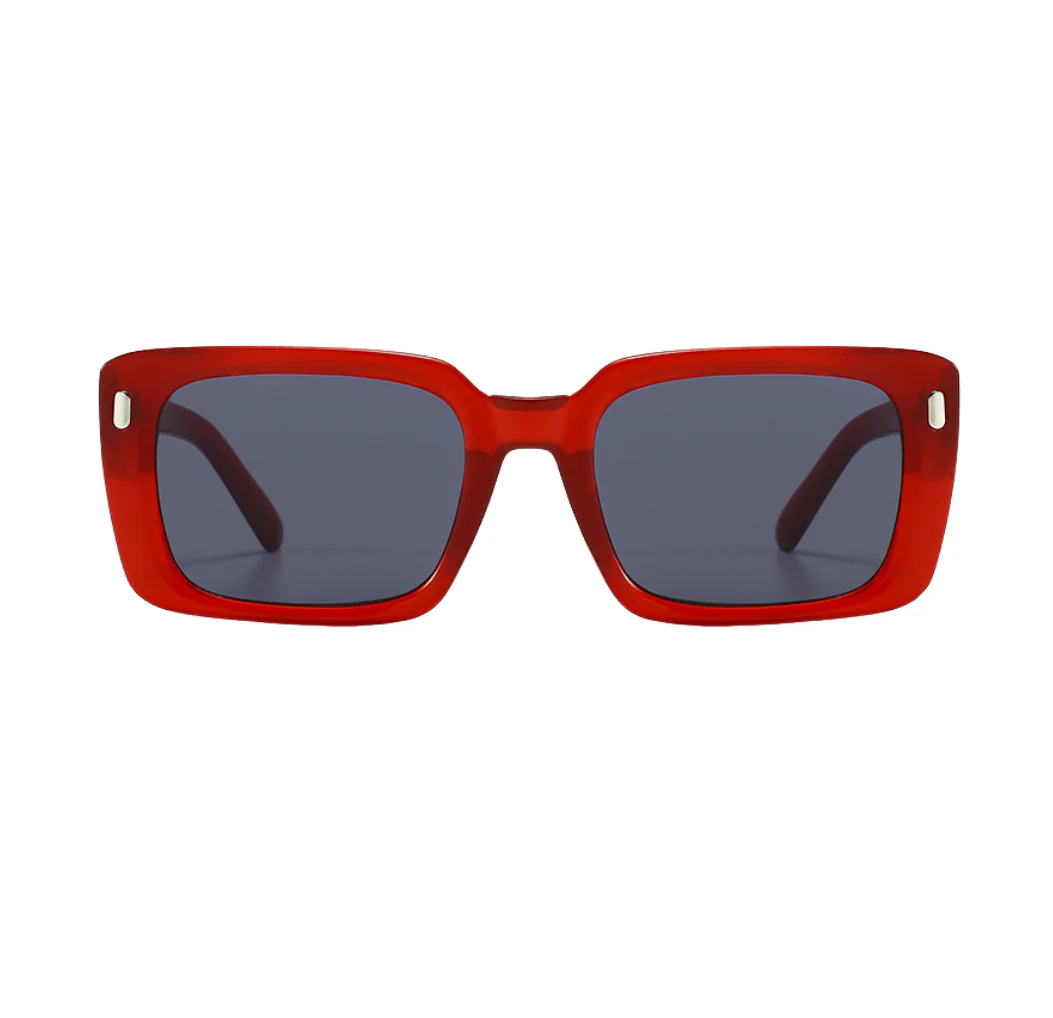 Chic Rectangular Red Sunglasses