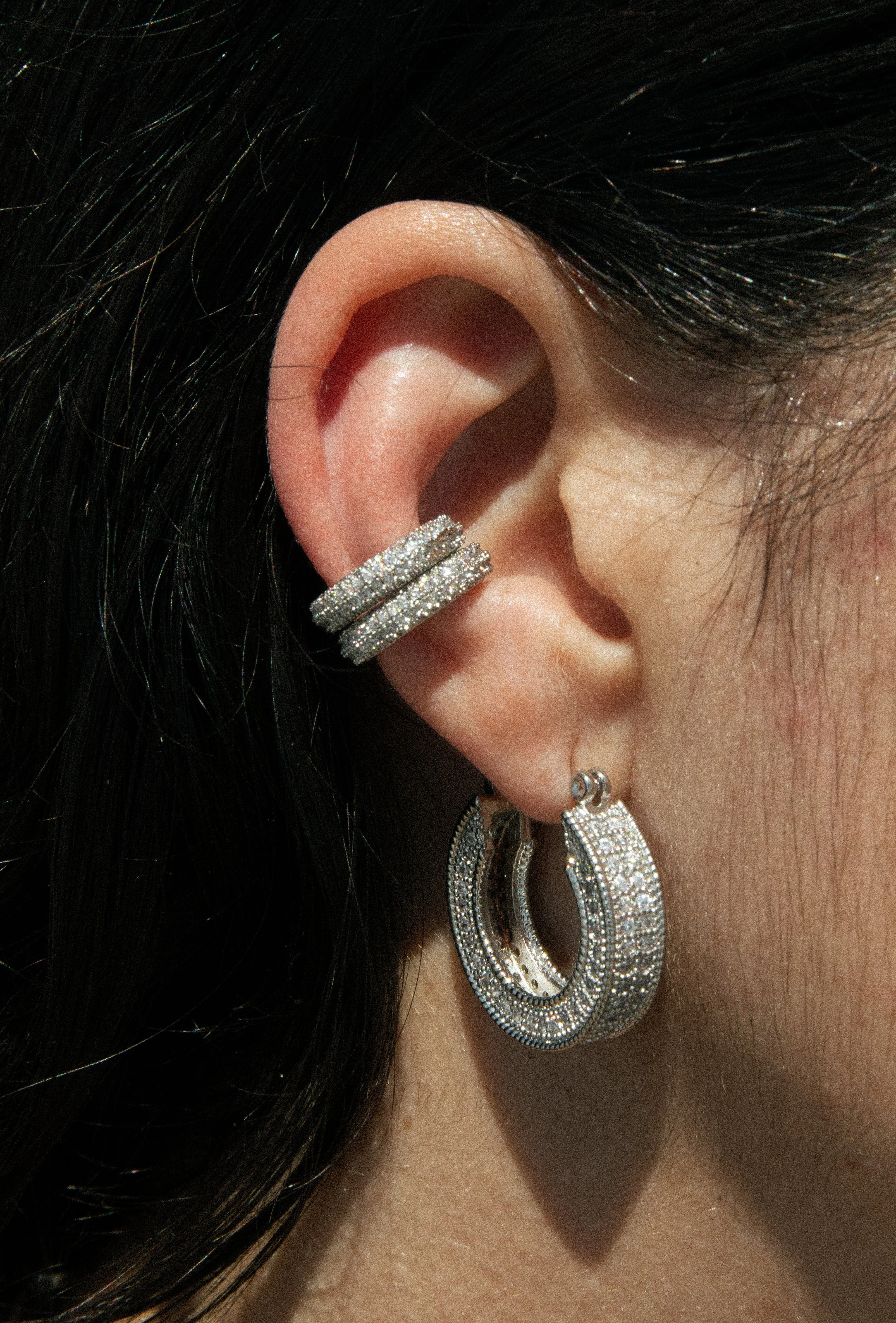 Elegant Hoop Earrings With Simulated Crystals